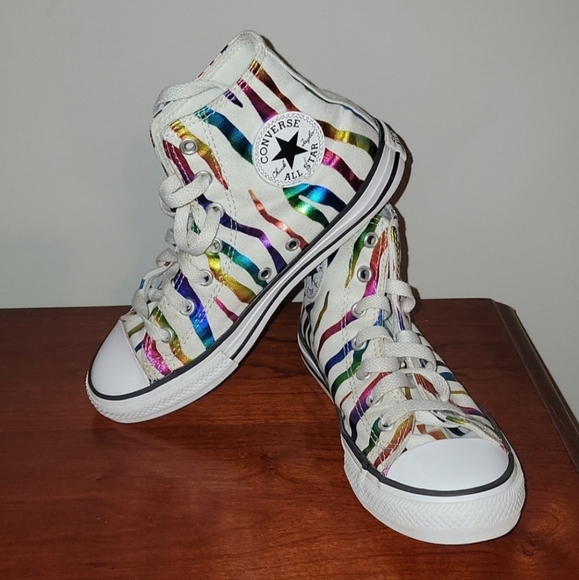 Converse Girls All Star High Top rainbow Zebra - Picture 1 of 5